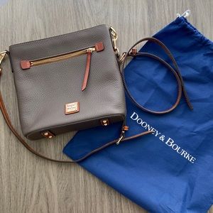 Dooney & Burke Saffiano Small Zip Crossbody in taupe